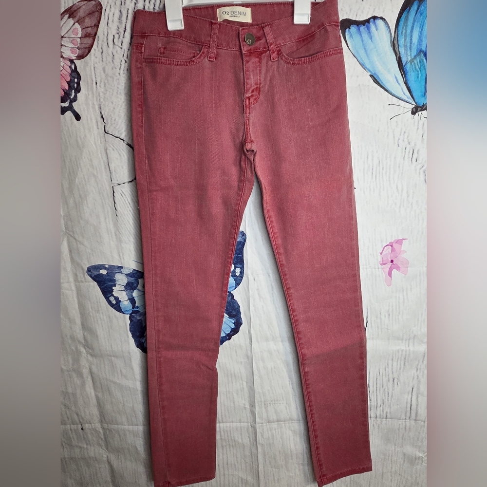 Elegant Women's Jeans in Deep Red